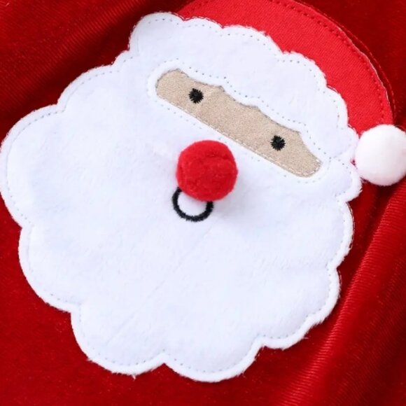 Christmas Santa Reindeer Girls Red Long Sleeve Velour Dress & Headband - Picture 4 of 6